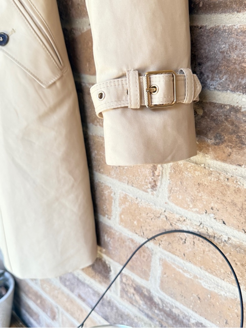 Zara Beige Double-Breasted Trench Coat with Belt - Picture 3 of 15